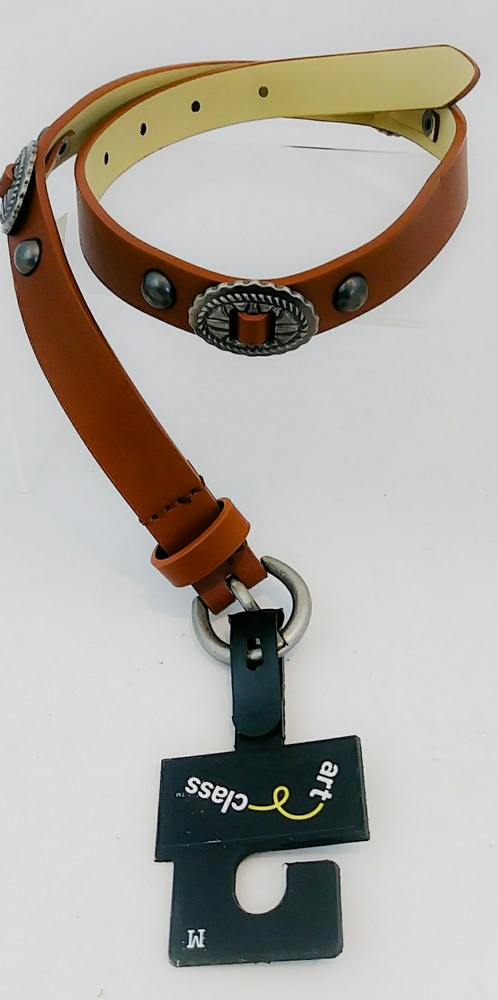 Art Class Brown Western Faux Leather Belt Unisex Ornate, Kids M/26"